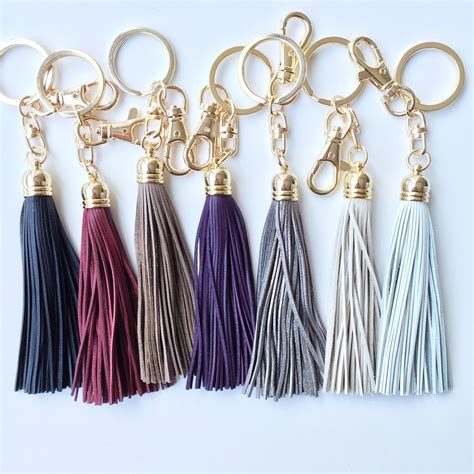 Leather Mini Tassel Key Chain .